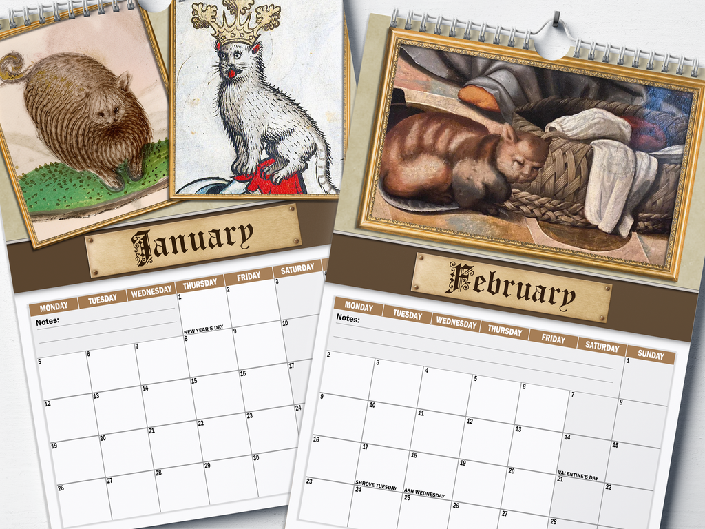 Renaissance Cats - 2026 A4 Wall Calendar