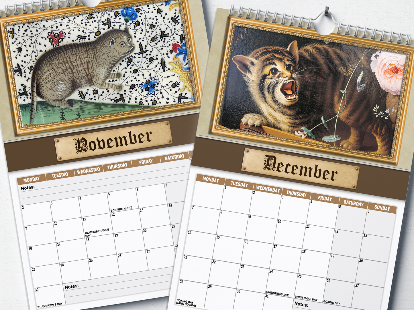 Renaissance Cats - 2026 A4 Wall Calendar