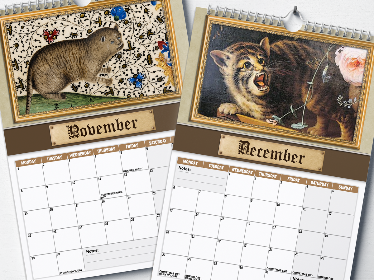 Renaissance Cats - 2027 A4 Wall Calendar