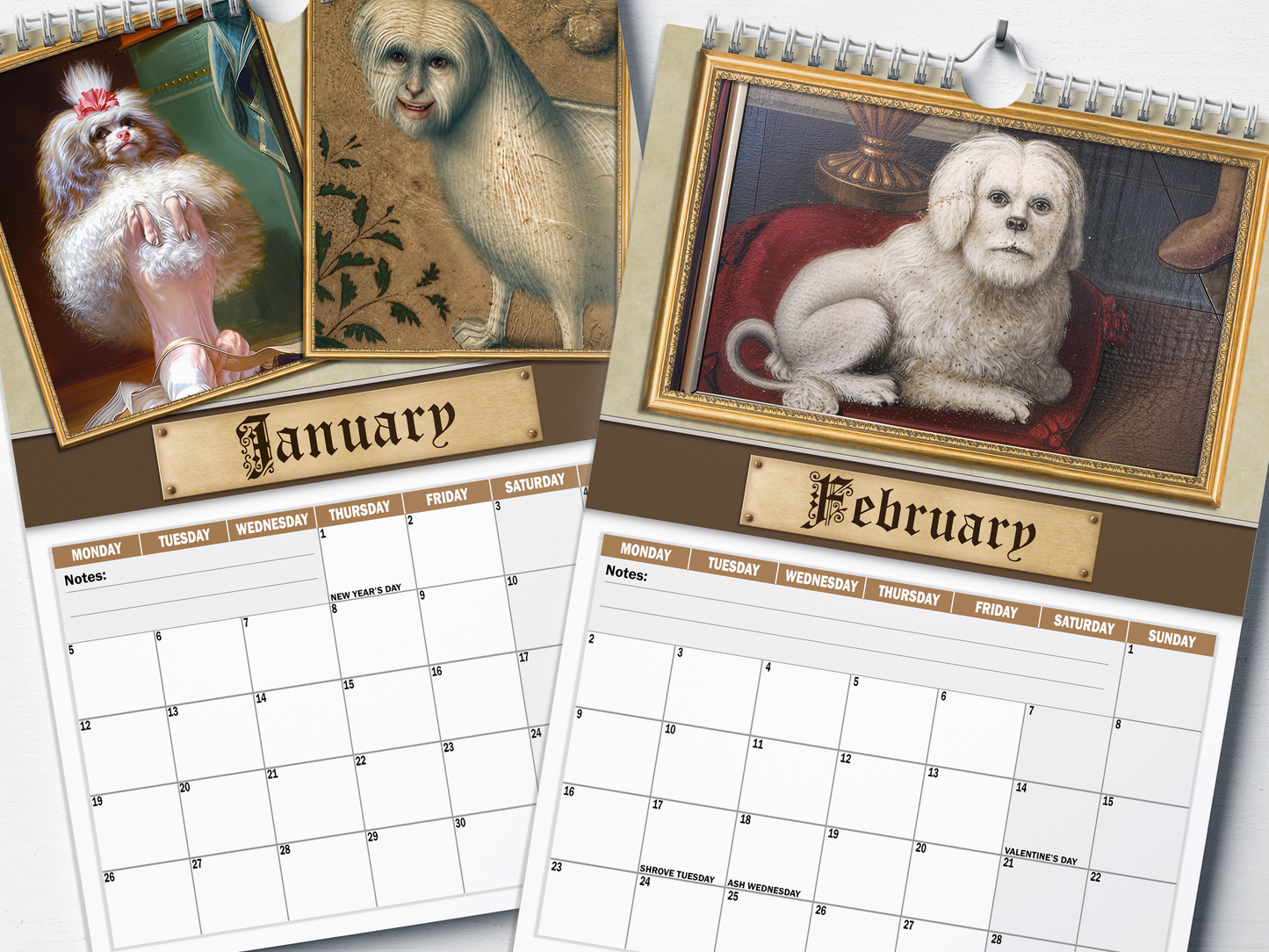 Renaissance Dogs - 2026 A4 Wall Calendar