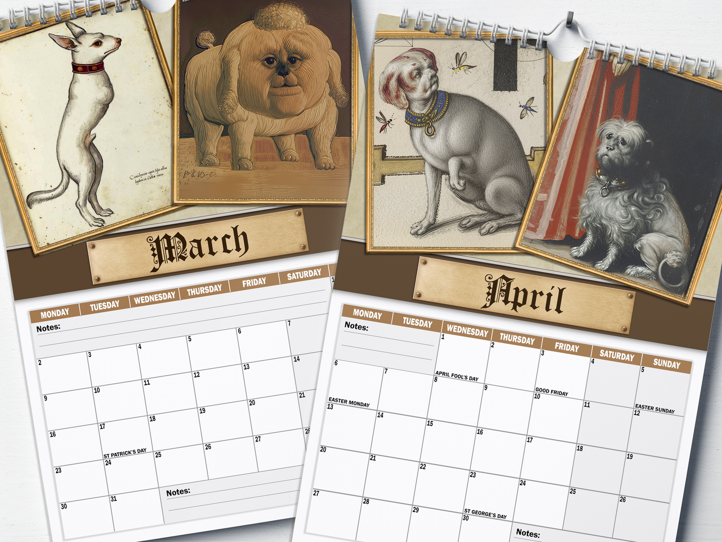 Renaissance Dogs - 2026 A4 Wall Calendar