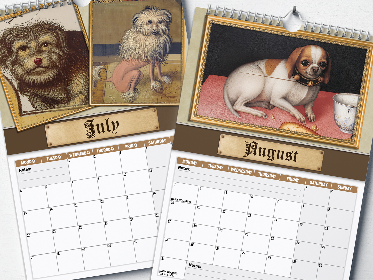 Renaissance Dogs - 2026 A4 Wall Calendar
