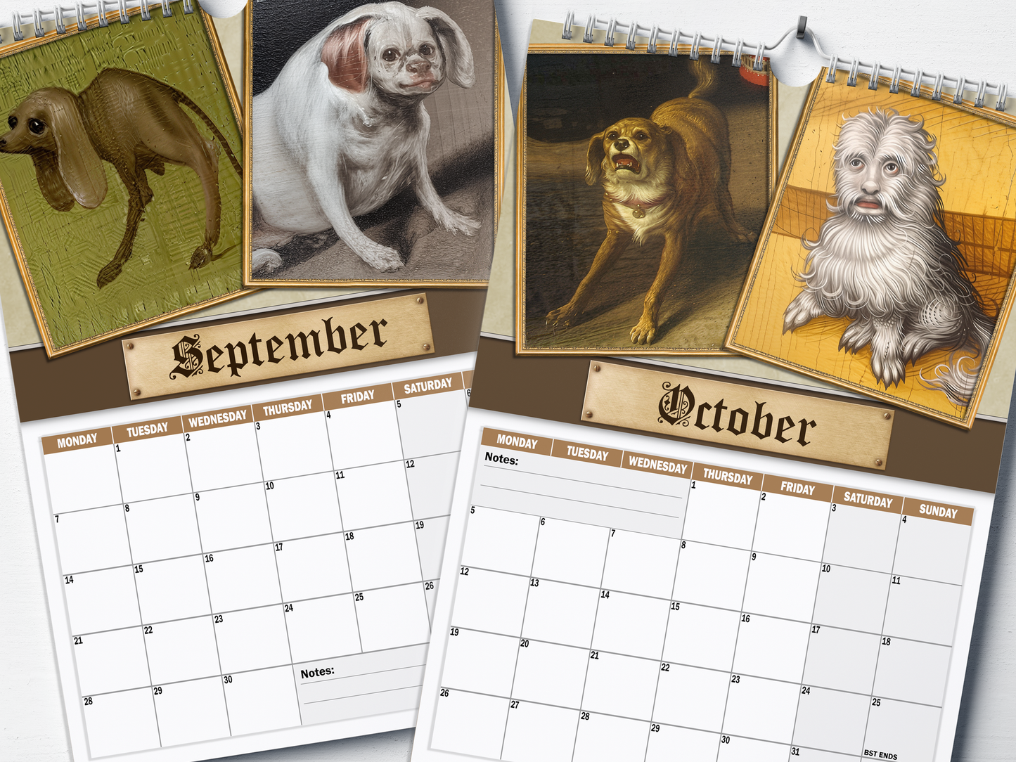 Renaissance Dogs - 2026 A4 Wall Calendar
