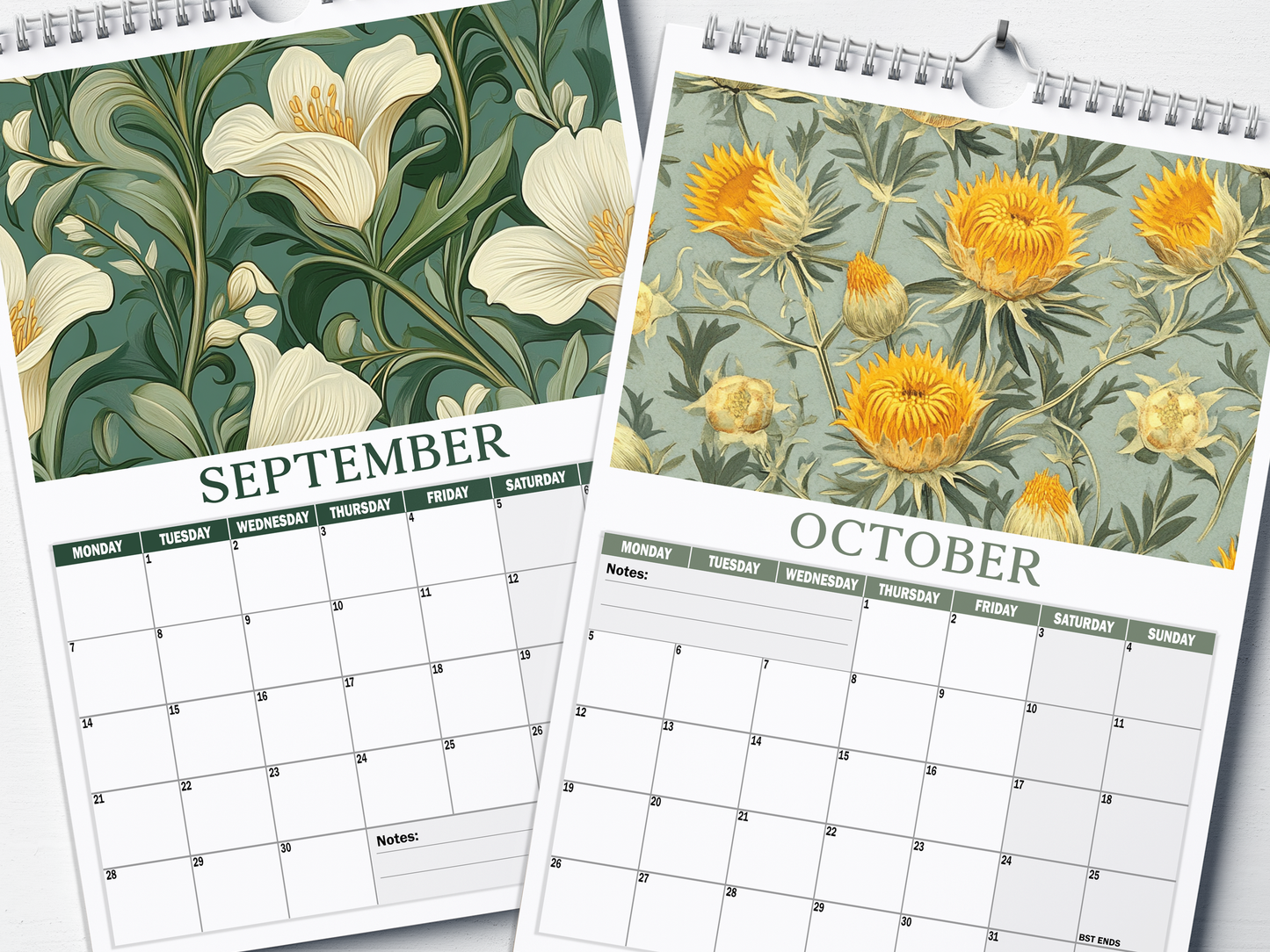 Floral Prints - 2026 A4 Wall Calendar