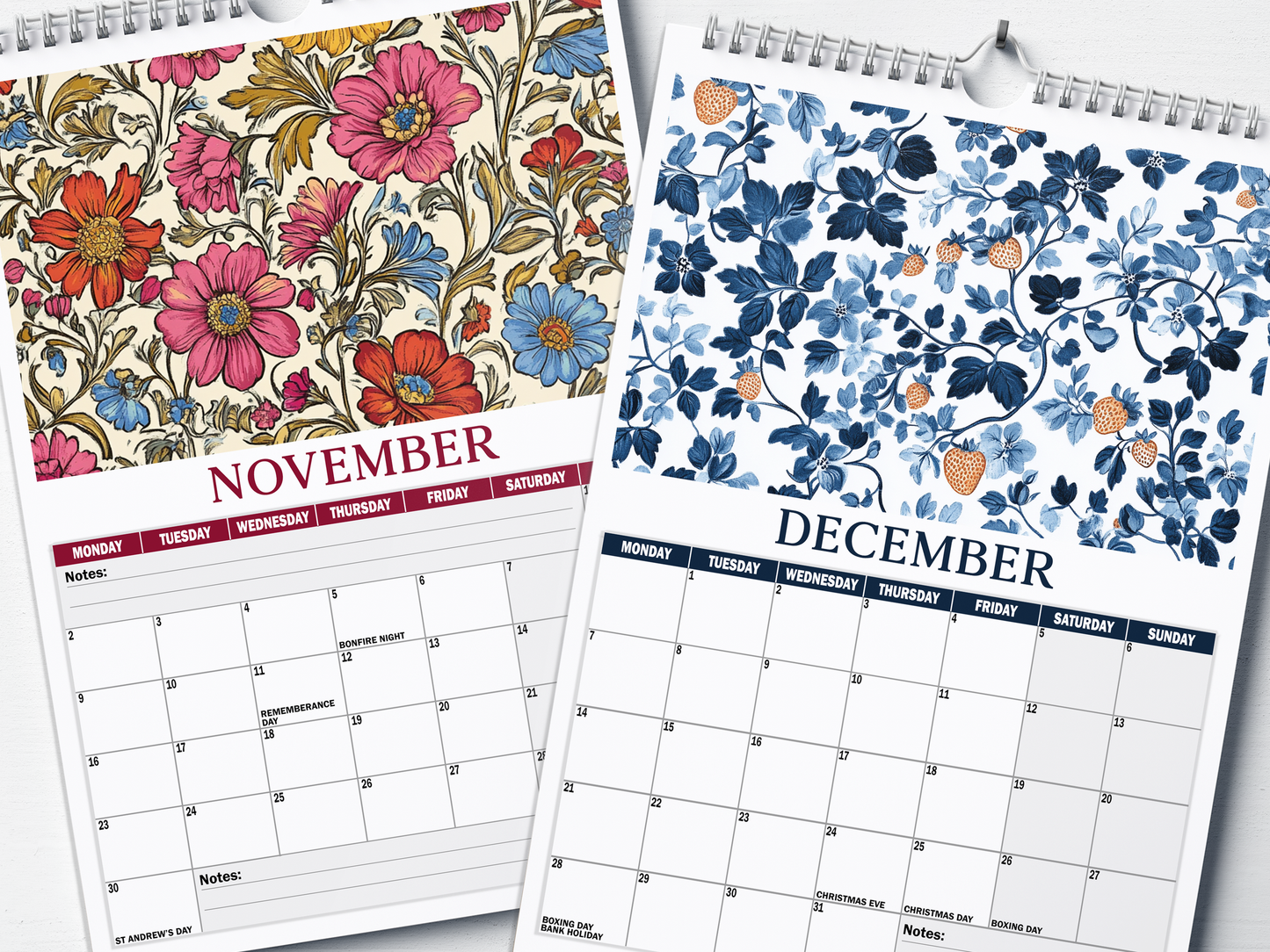 Floral Prints - 2026 A4 Wall Calendar