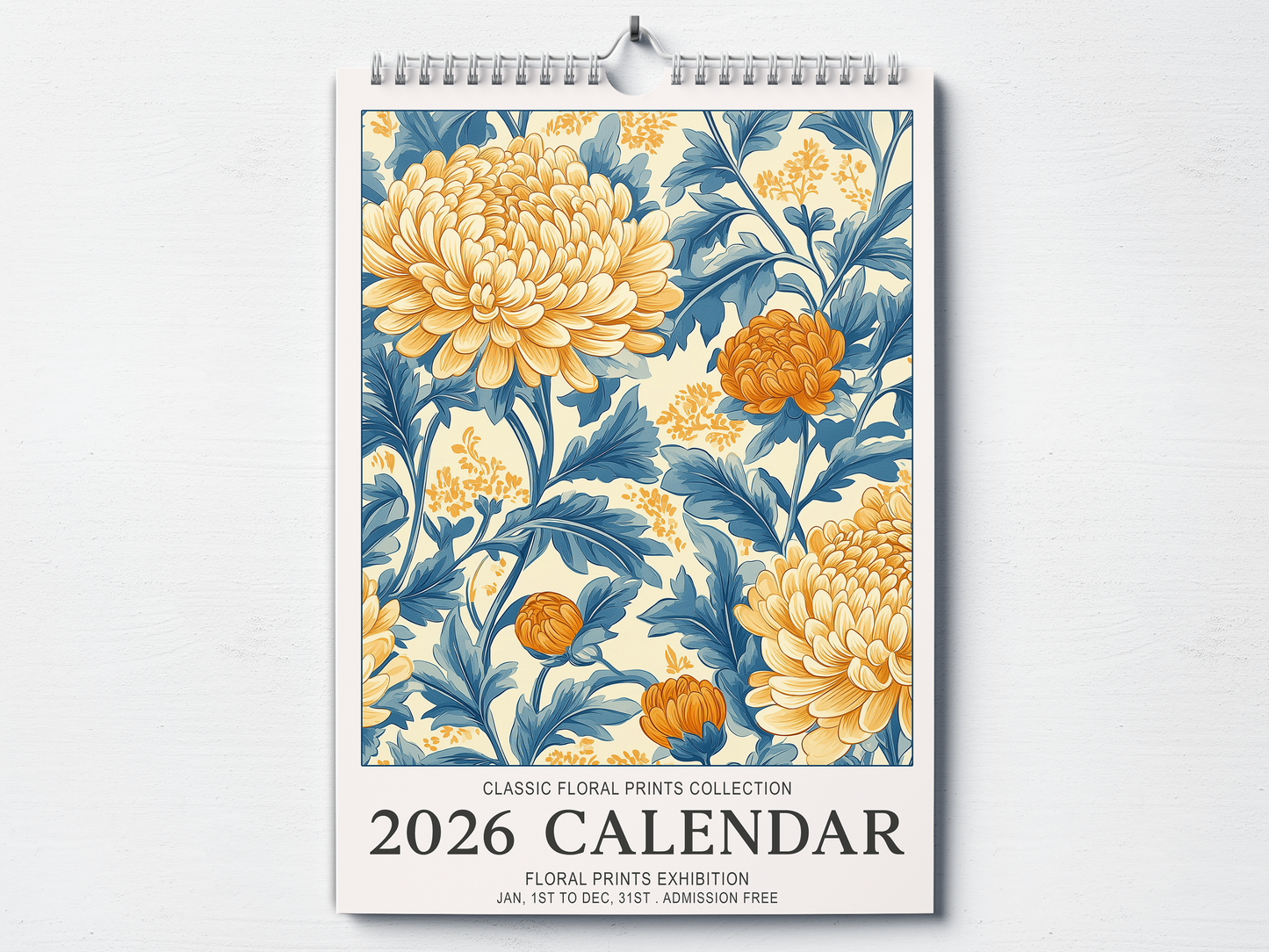 Floral Prints - 2026 A4 Wall Calendar