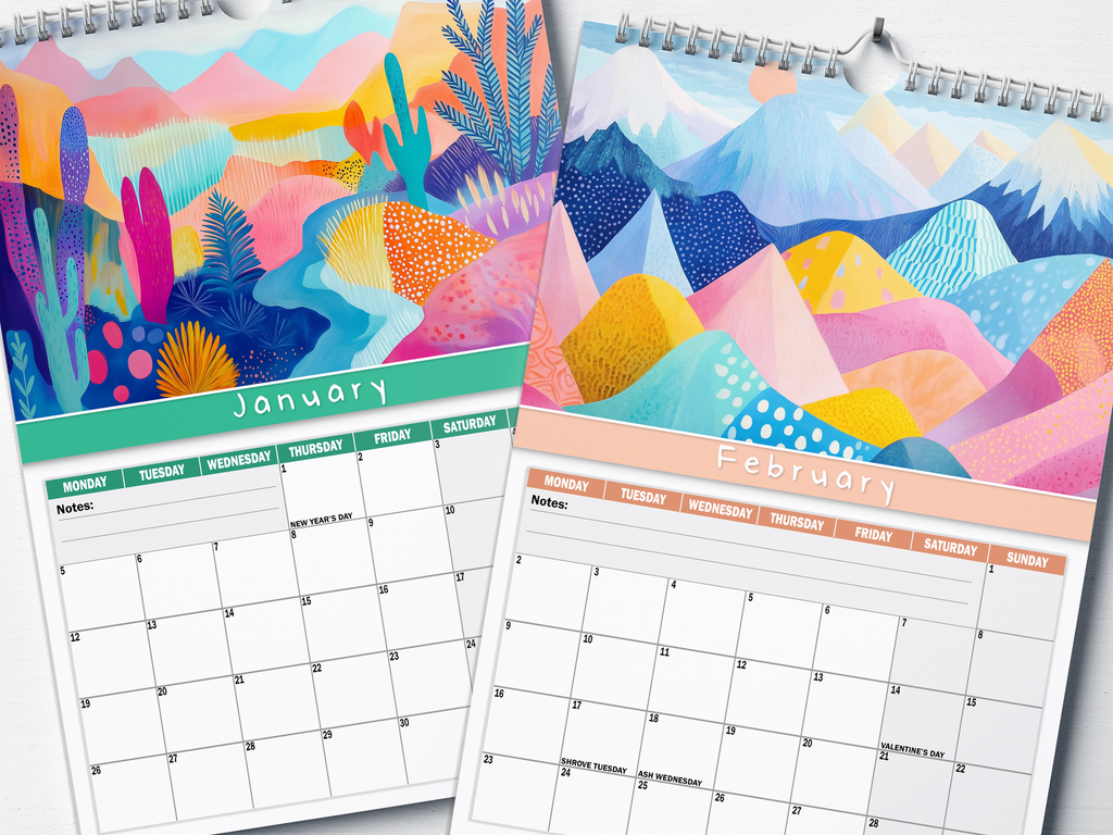 Beautiful Landscapes - 2026 A4 Wall Calendar