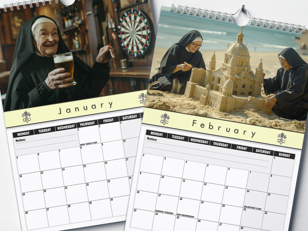Naughty Nuns - 2026 A4 Wall Calendar