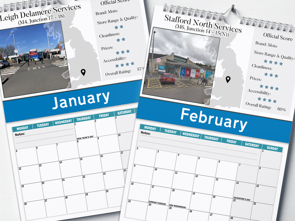Britain's Best Service Stations - 2026 A4 Wall Calendar