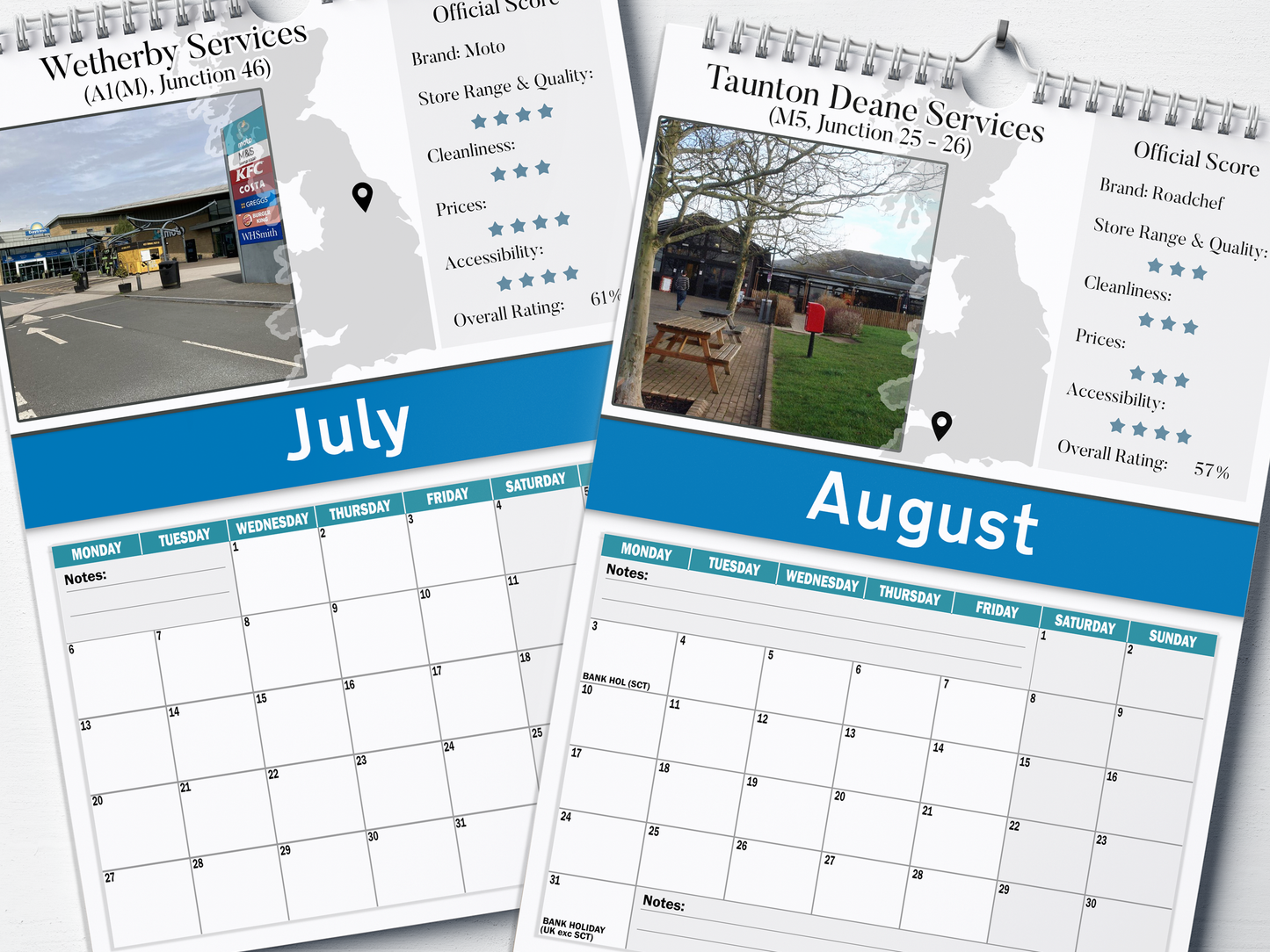 Britain's Best Service Stations - 2026 A4 Wall Calendar