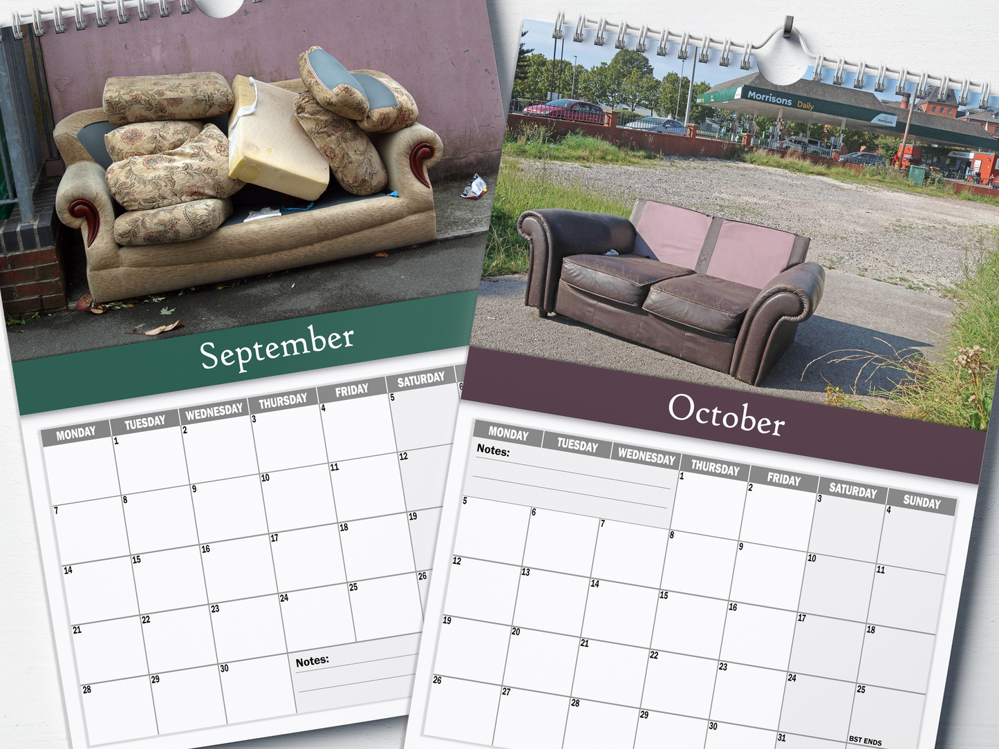 Abandoned Sofas - 2026 A4 Wall Calendar
