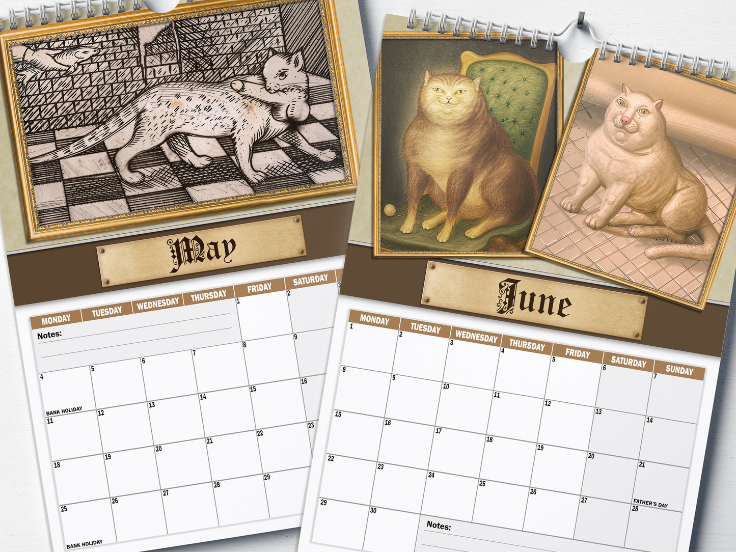 Renaissance Cats - 2026 A4 Wall Calendar