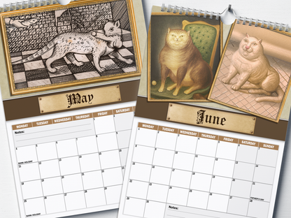 Renaissance Cats - 2026 A4 Wall Calendar