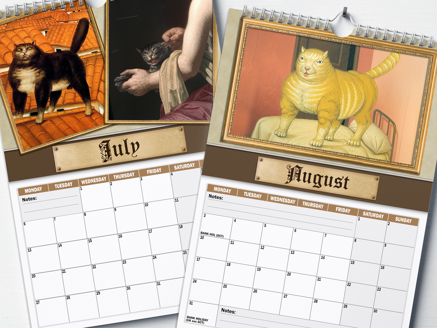 Renaissance Cats - 2026 A4 Wall Calendar