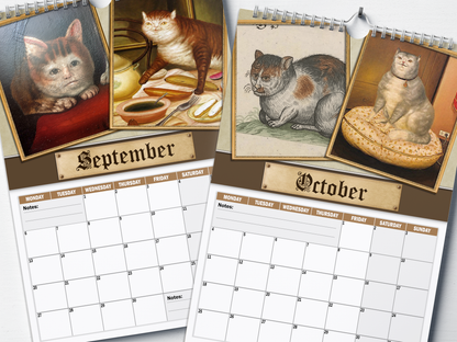 Renaissance Cats - 2027 A4 Wall Calendar