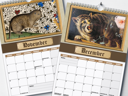 Renaissance Cats - 2027 A4 Wall Calendar
