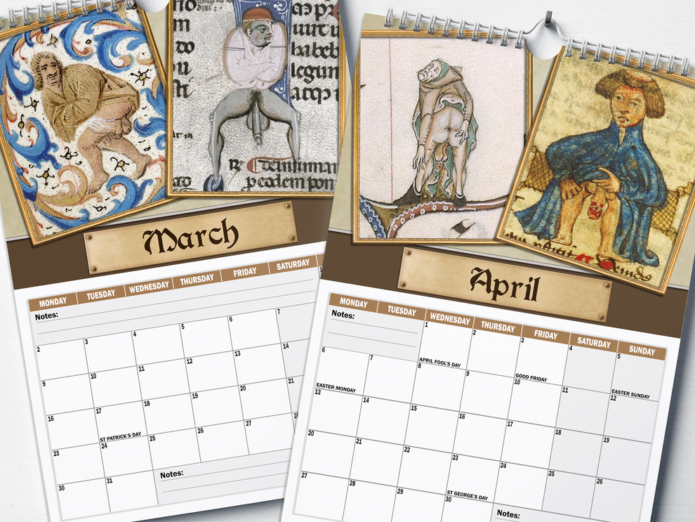 Medieval Dick Pics - 2026 A4 Wall Calendar – The Calendar Cartel