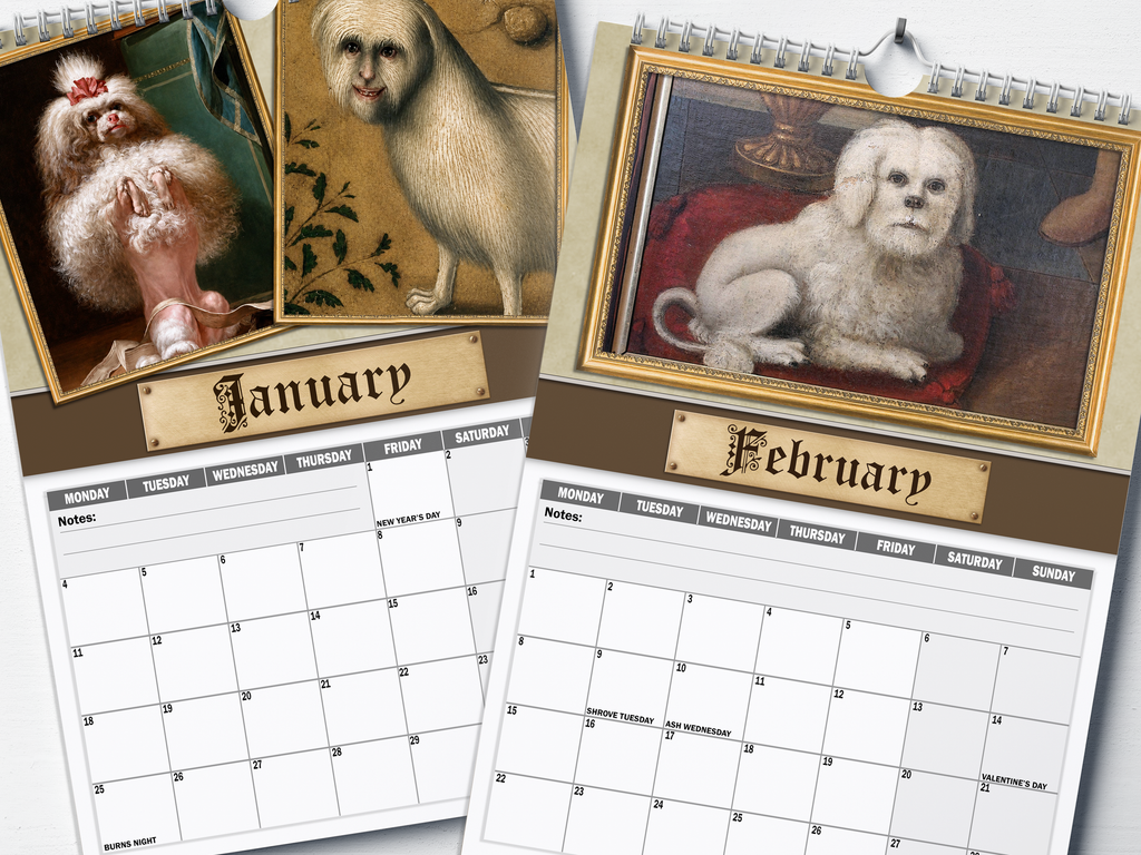 Renaissance Dogs - 2027 A4 Wall Calendar
