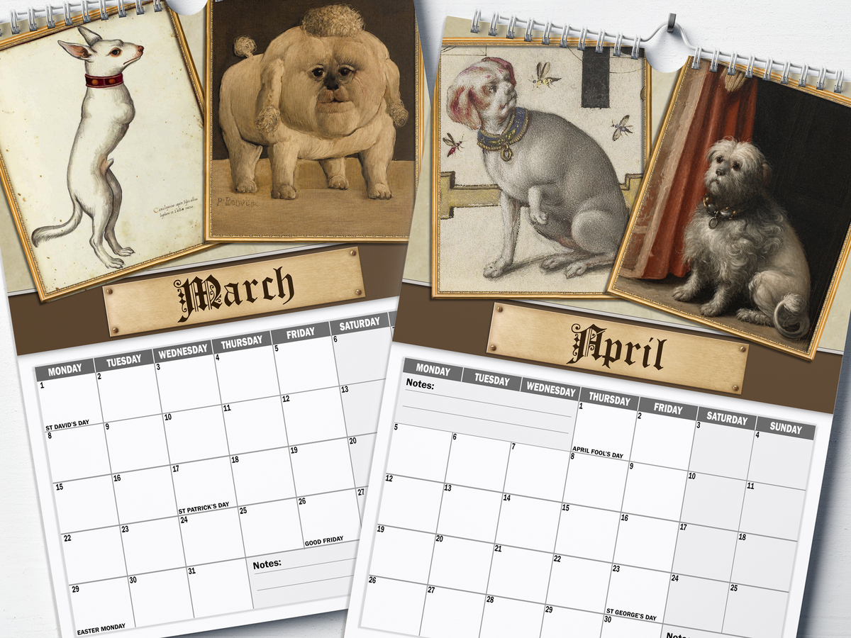 Renaissance Dogs - 2027 A4 Wall Calendar