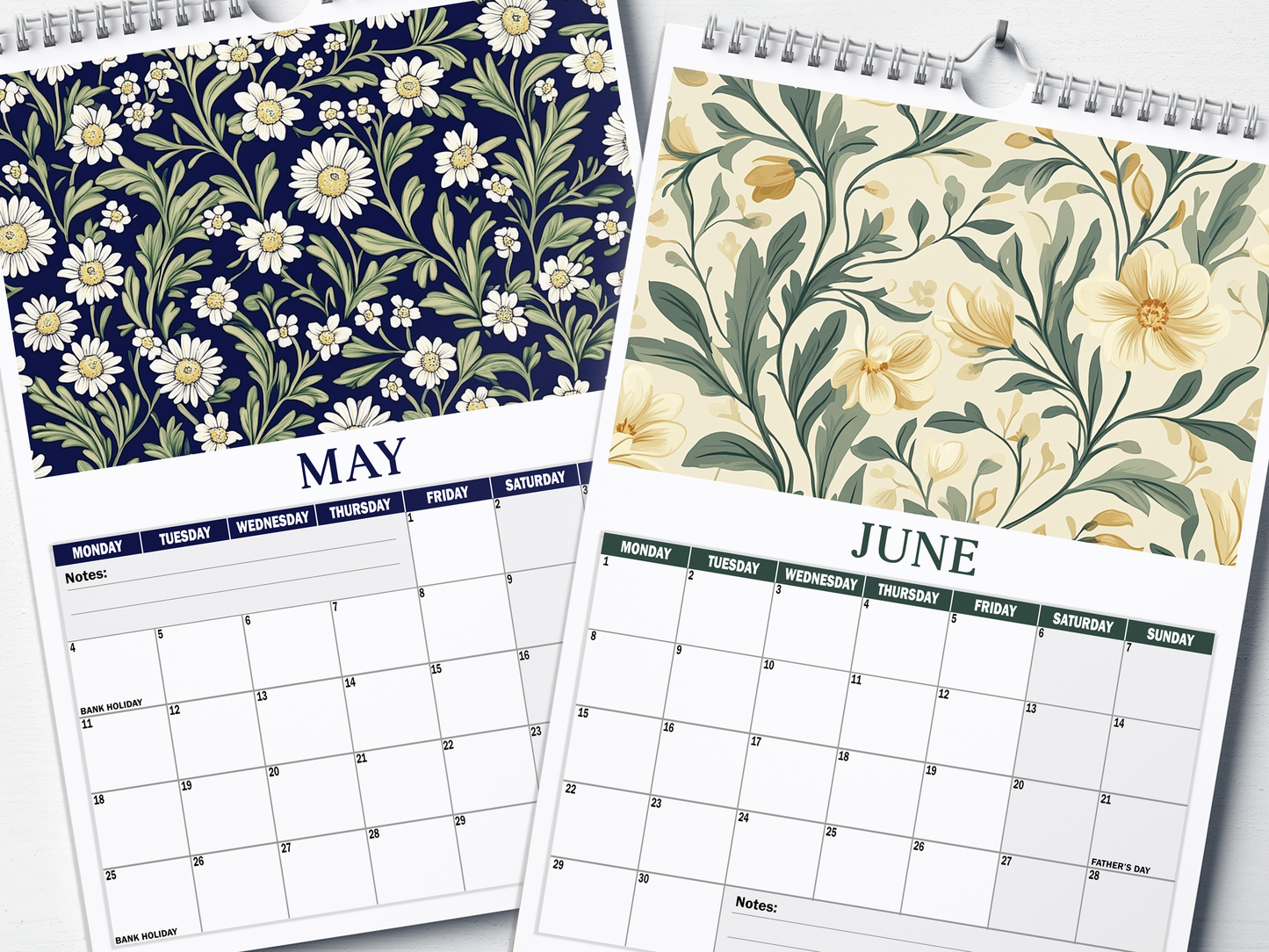 Floral Prints - 2026 A4 Wall Calendar