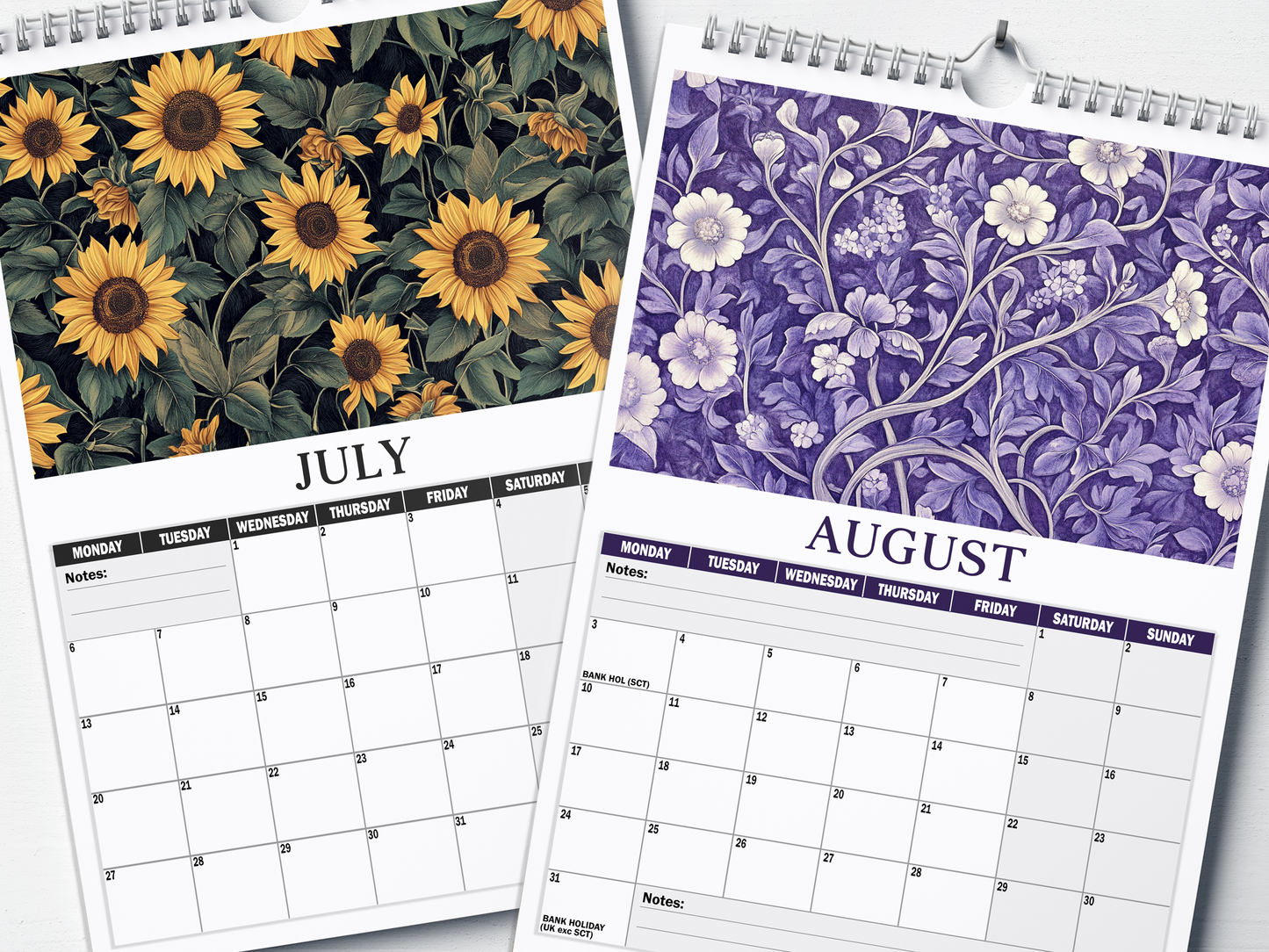 Floral Prints - 2026 A4 Wall Calendar