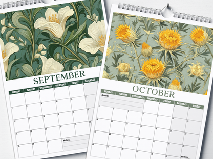 Floral Prints - 2026 A4 Wall Calendar