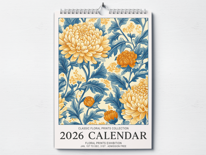 Floral Prints - 2026 A4 Wall Calendar