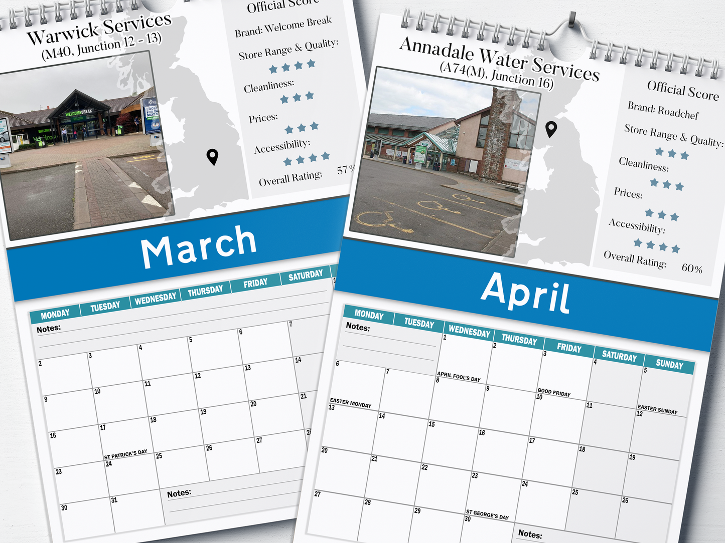 Britain's Best Service Stations - 2026 A4 Wall Calendar