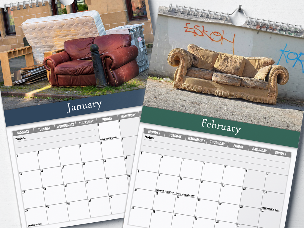 Abandoned Sofas - 2027 A4 Wall Calendar