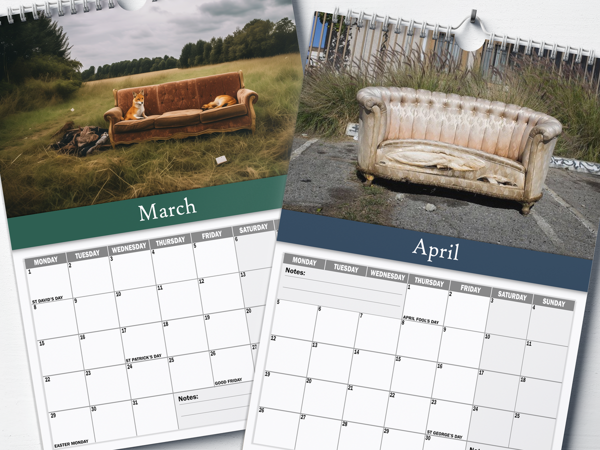 Abandoned Sofas - 2027 A4 Wall Calendar